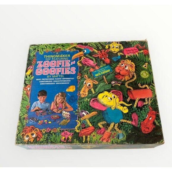 Mattel Thingmaker Zoofie Goofies Vintage  1968 Giraffes Hippos Elephants - Picture 1 of 6